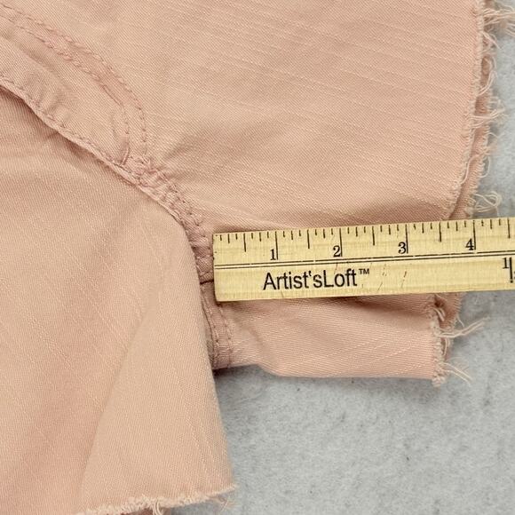 Seven7 Women’s Pink Peach Fray-Hem Denim Shorts Size 8 Stretch Cut Off - Picture 8 of 15